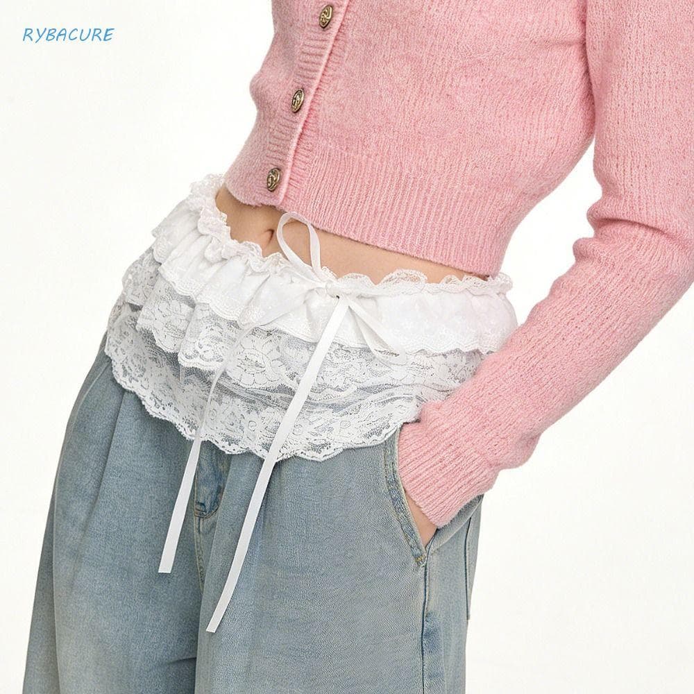 Raybre Mini Saias De Renda , Com Babados Estilo Coreano Balletcore , Elegante Y2k Curto Flor Bunda Cortina Menina