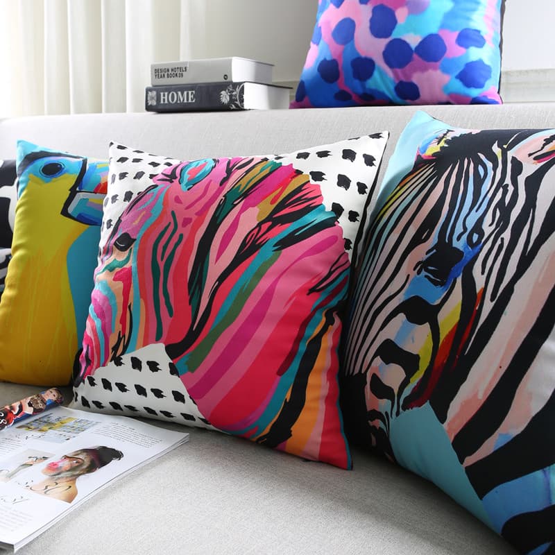 Songguo casa moda arte Zebra sofá almofada travesseiro camurça macio pele-amigável tecido travesseiro lombar decoração