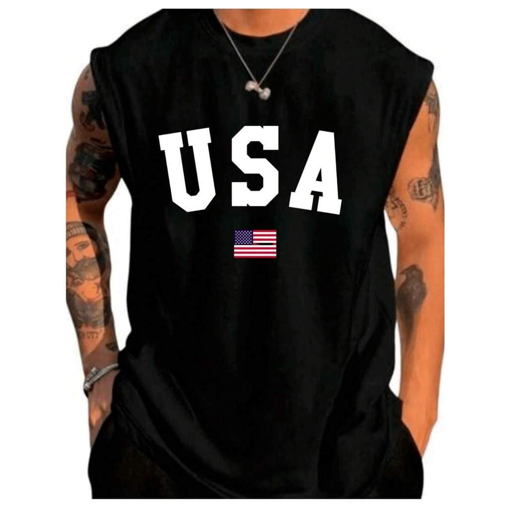 Regata Smile Oversized Masculina USA Streetwear Blusa sem Manga 100% Algodão Treino Calor Confortável Lançamento