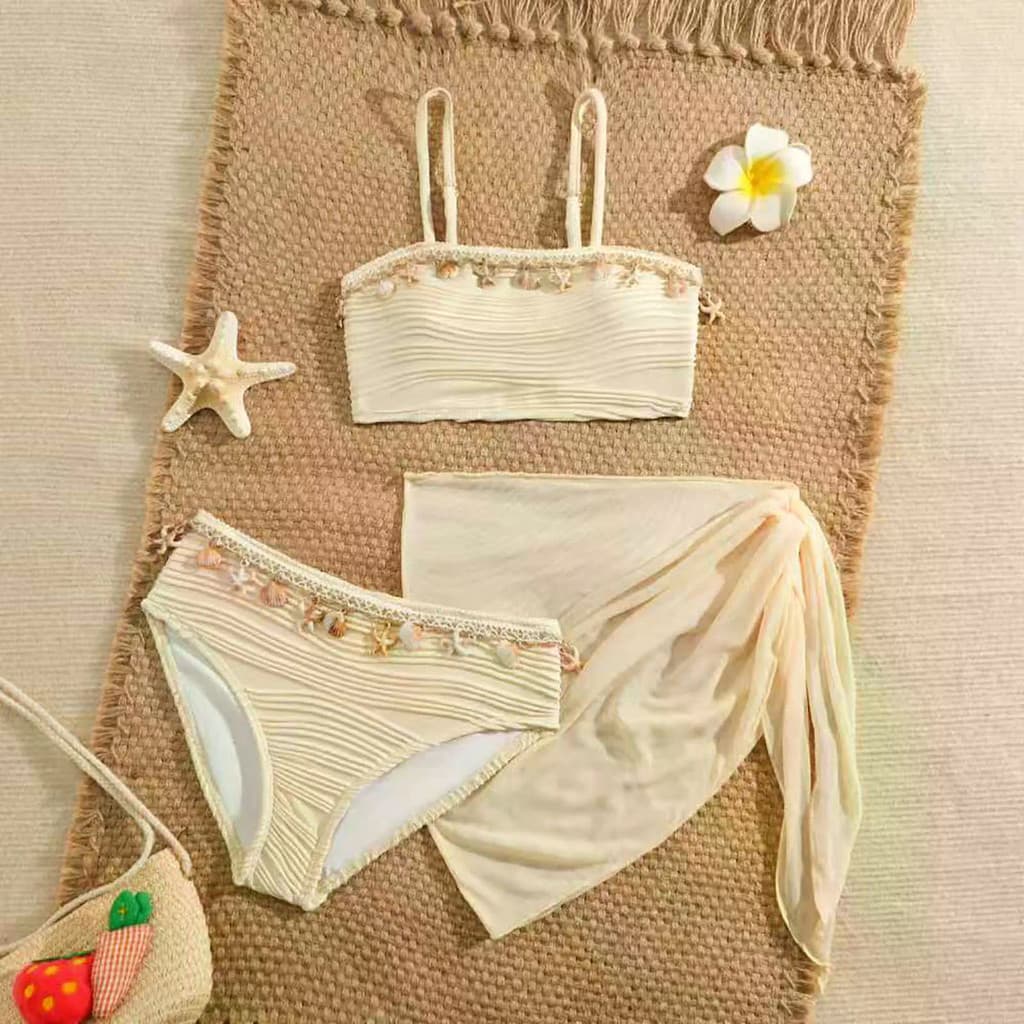 Crianças Meninas Biquíni Maiô 3 Pçs Conjunto Praia Terno De Natação Com Saia Verão Banhistas Para 8 9 10 11 12 Anos