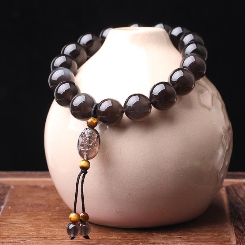 Natural obsidiana prata obsidiana mão Benming bergamota pulseira influenciador estilo Retro dedo macio das mulheres dos