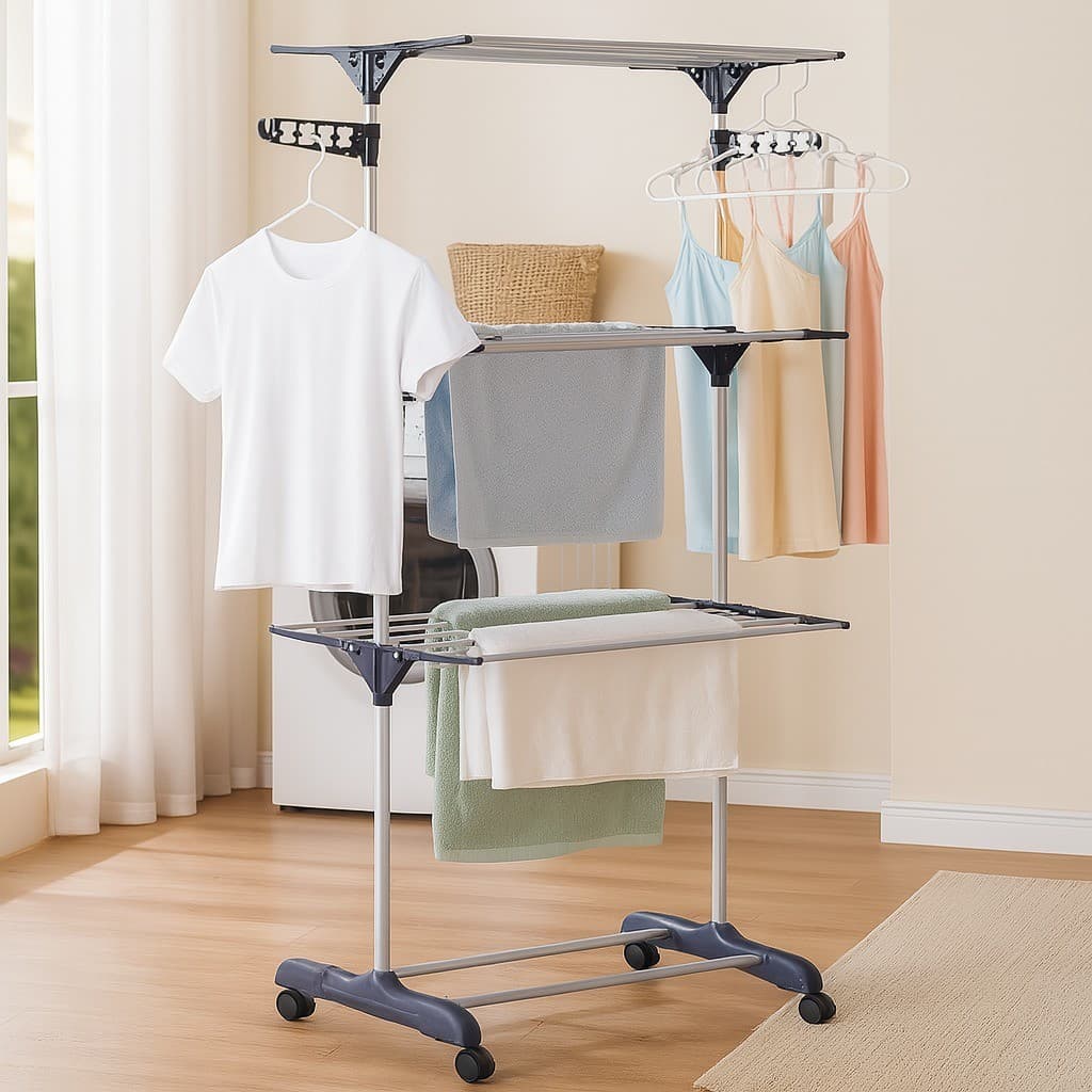 Varal de Chão Grande com Abas Apartamento Roupa Vertical