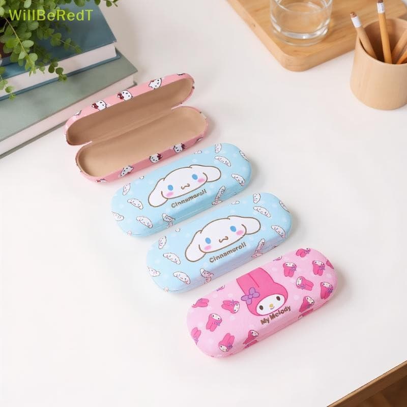 [WillBeRedT] Estojo De Óculos Portátil À Prova De Queda De Estudante Cinnamoroll De 1 Peça Anime Sanrio Hello Kitty Kuro