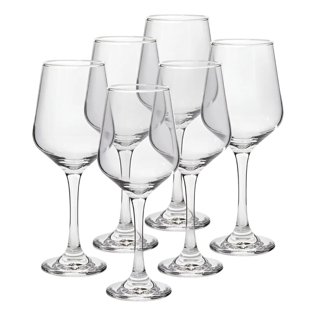 Jogo Com 6 Taças De Vinho Ou Água Em Vidro 360ml