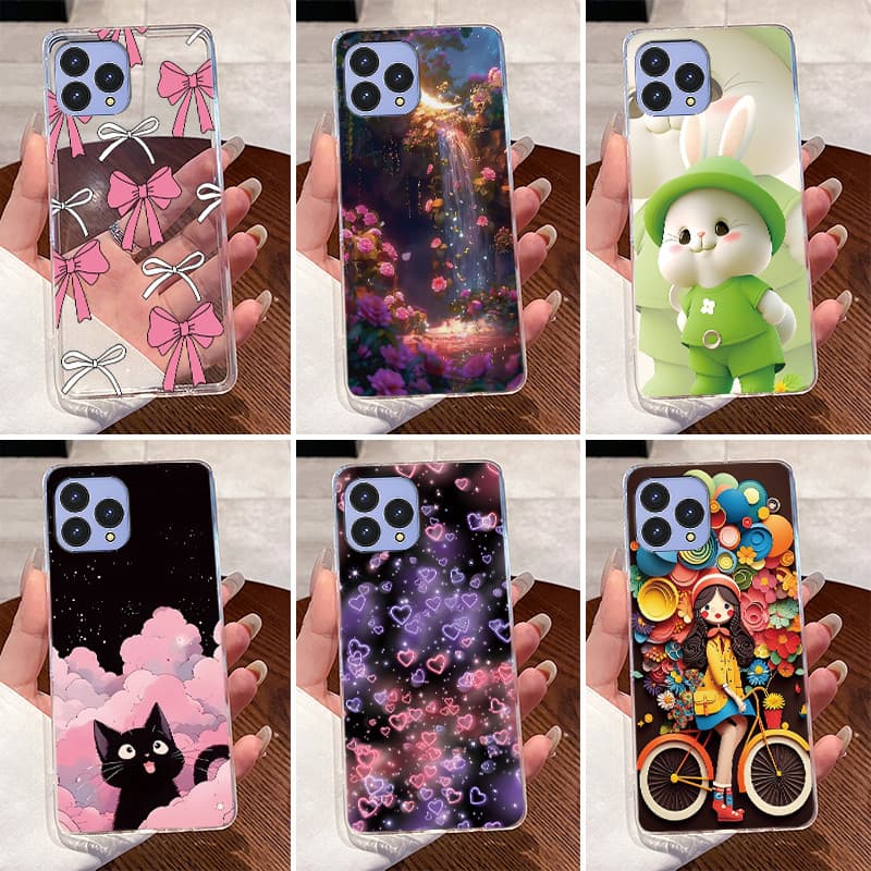 Para Cubot P80 P60 Caso CubotP60 P 80 De Telefone Capa Traseira Silicone Macio Transparente TPU Bonito Amor Coelho Engra