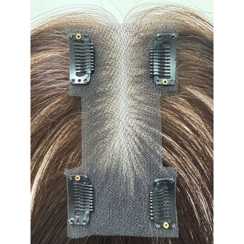 Artigo decorativo de Cabelo Base Renda 7×12cm,Cabelo Humano, Cobrir Partição e Topo Cabeça 30cm Preto/Marrom Natural