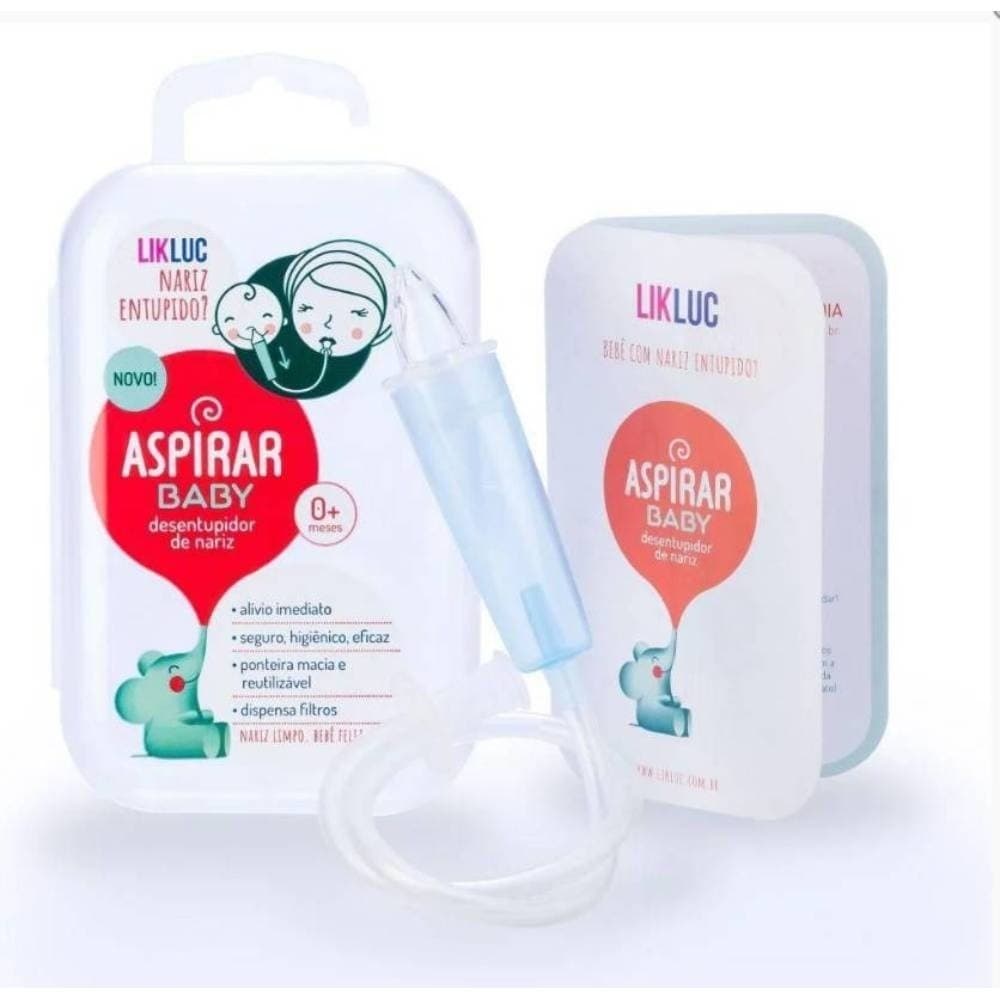 Aspirador Nasal para Bebês Aspirar Baby com Estojo Seguro Ponteira Macia de Silicone Likluc Original