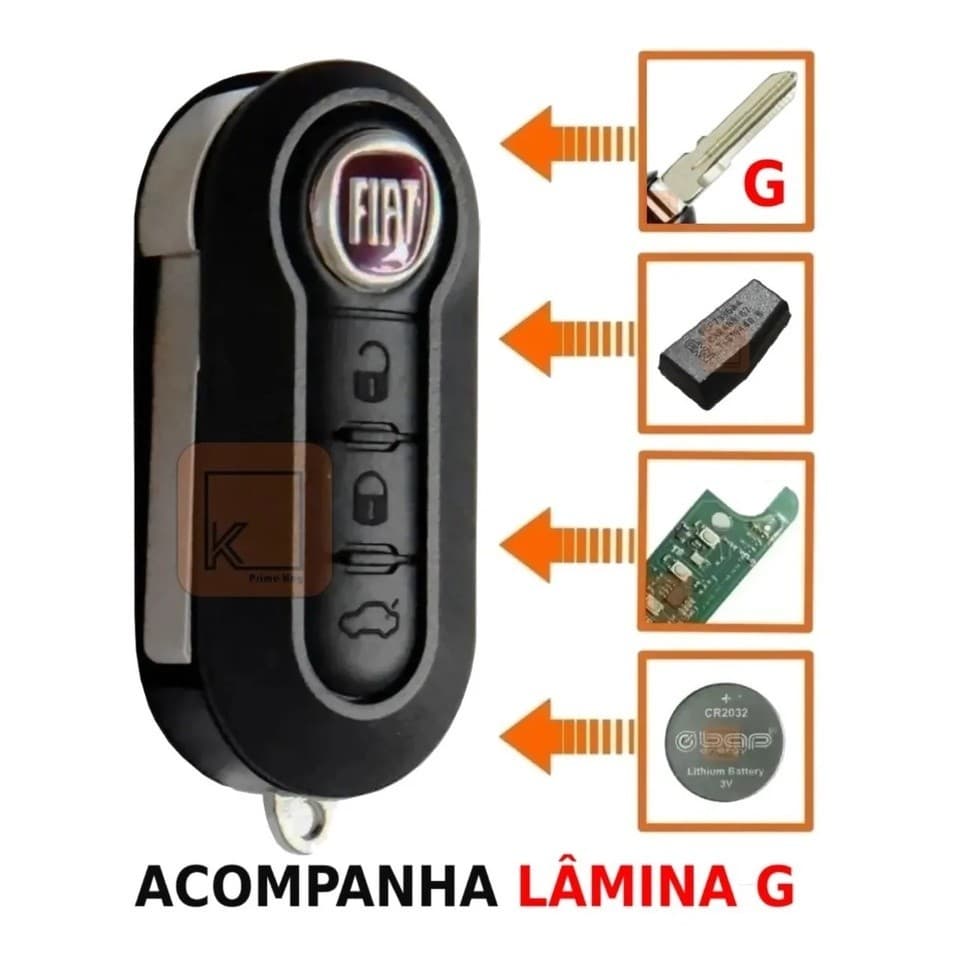 Chave Canivete Fiat Positron Uno Palio Stilo Strada + Lâmina G + Chip T19