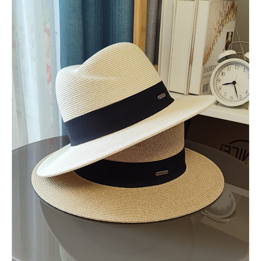 Chapéu de palha britânico panamá feminino verão All-Match chapéu de aba grande feminino estilo verão guarda-sol chapéu d
