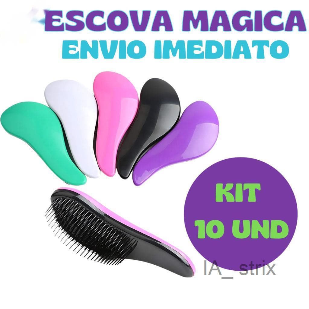 Kit 10 - Escovas Mágicas pra cabelo - Anti Frizz - De Desembaraçar Cabelo cores sortidasCEPG