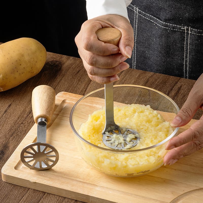 Prensa de batata Vertical com cabo de madeira, prensa Manual de batata, suplemento alimentar para bebê, espremedor de ba