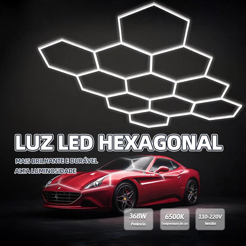 Luminária Colmeia LED Favo de Mel Hexágono 5/11/14Células Alto Brilho Para Barbearia Estética Automotiva Academia