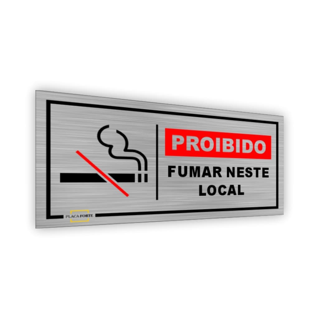 Placa Proibido Fumar Neste Local Para Porta Portão Condomínio Comércio Sala Loja Restaurante Bar