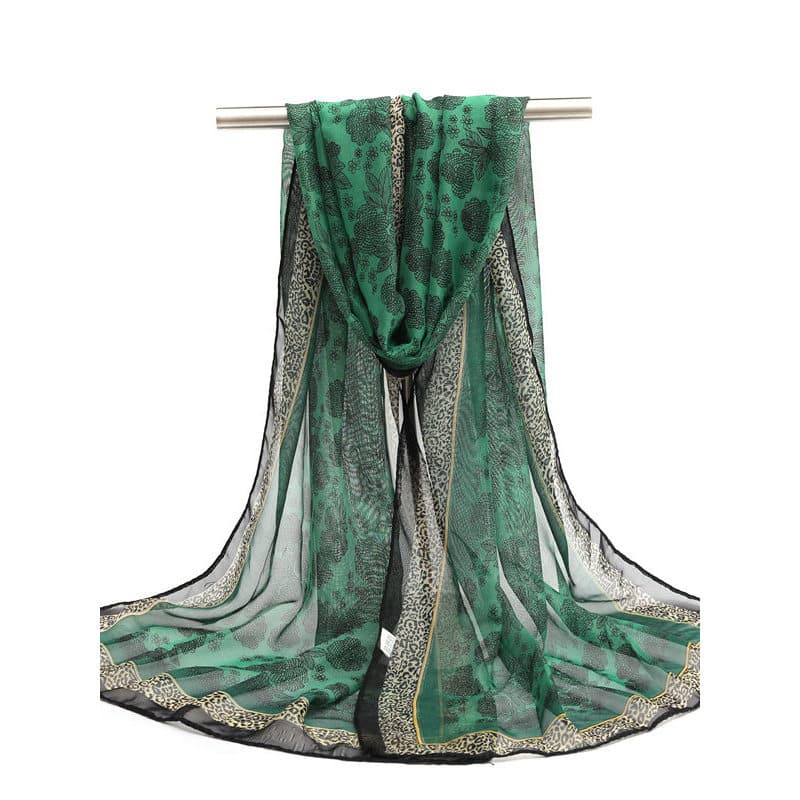 Lenço de seda Chiffon cachecol pequeno xale dupla utilização feminino primavera verão protetor solar impressão longo lót