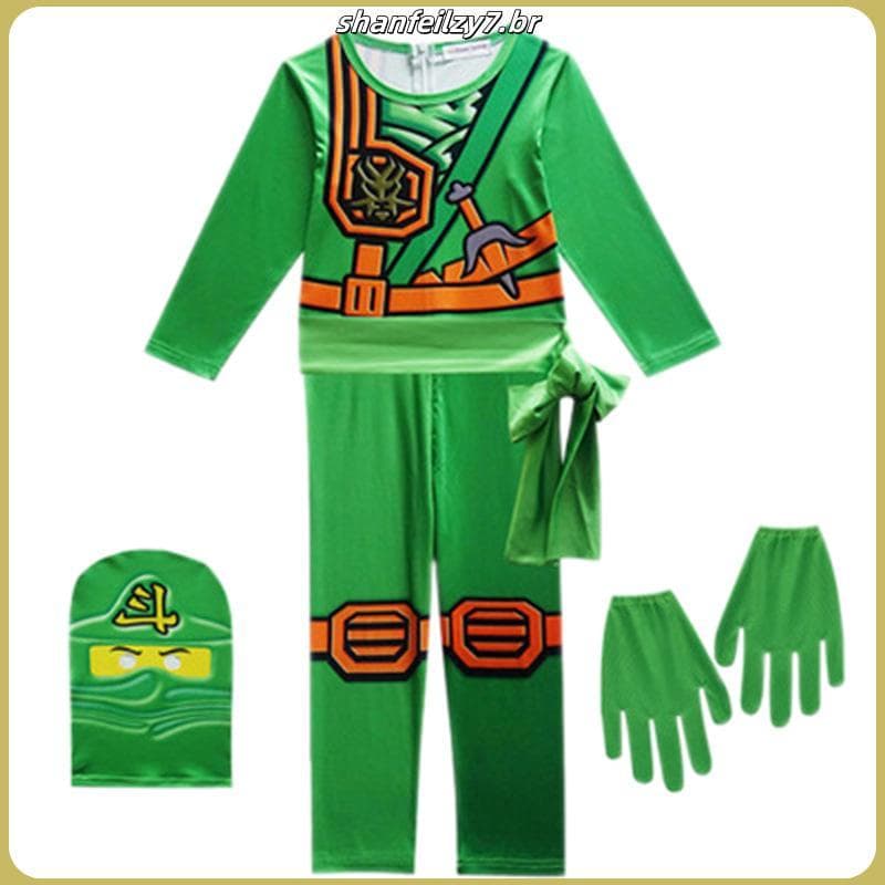 Crianças Ninjago Bodysuits Cosplay Trajes Ninja Superhero Streetwear Ternos Macacões Chapéu Para Meninos Roupas De Fest