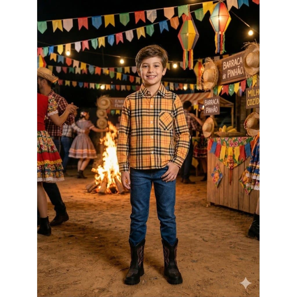 Camisa Junino Banana Club Luxo Encanto Caipira Festa junina
