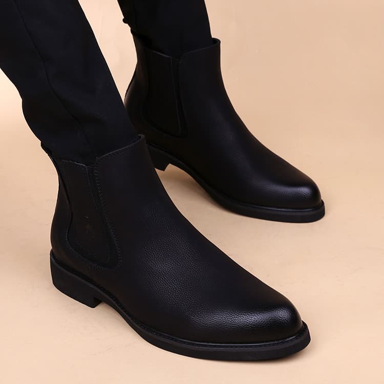 Martin botas masculinas versão coreana botas de couro da moda britânico Chelsea botas masculinas dedo do pé apontado aum