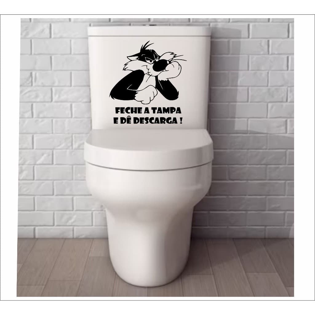Adesivo Decorativo Divertido feche a tampa e dê descarga Frajola