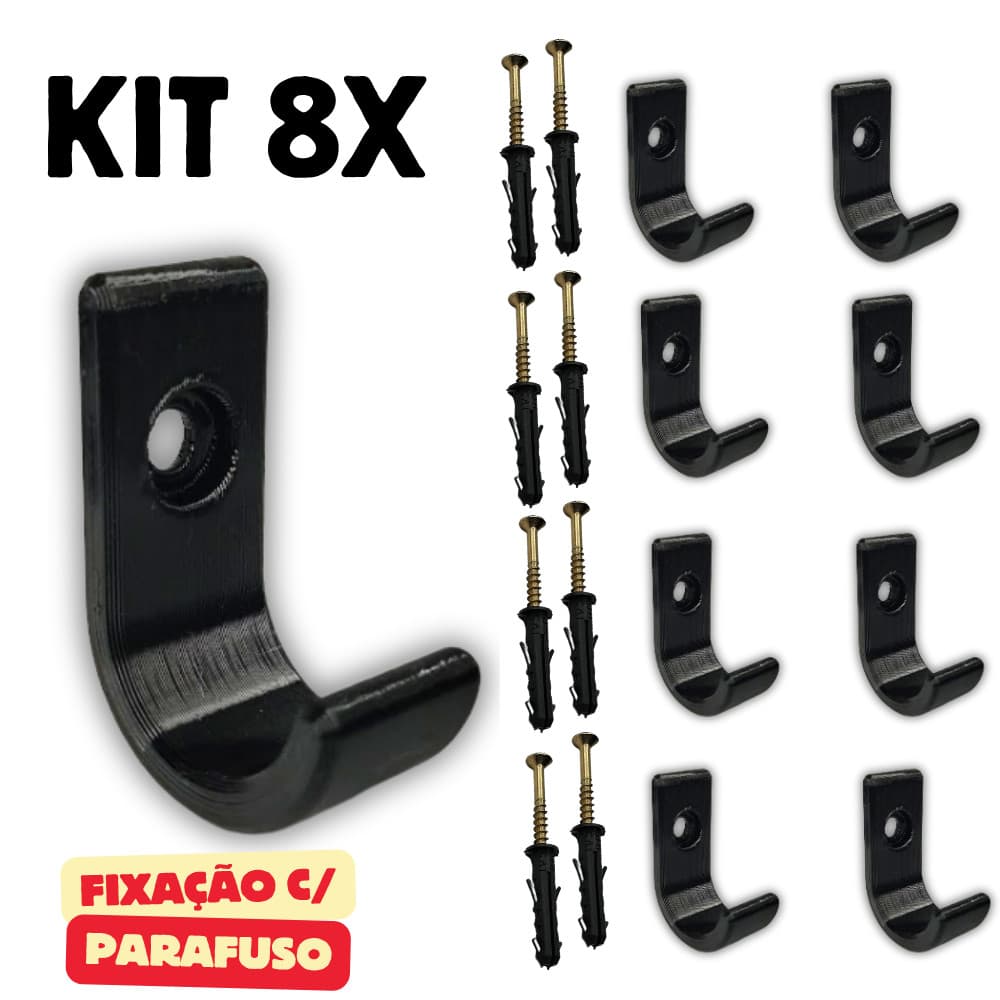 KIT 8 Suporte Gancho Reforçado de Parede Multiuso - Roupa Toalha Chaves Mochila