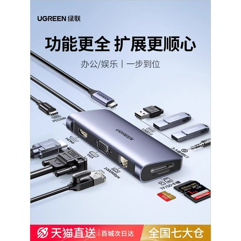 Lvlian docking Station Typec docking USB Multi-Interface HDMI conversor de cabo de rede adaptador computador Tablet relâ