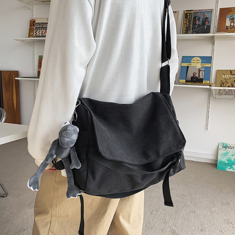 Bolsa de lona mensageiro masculina 2022 novo estilo na moda estudante Harajuku japonês grande capacidade saco de ombro C