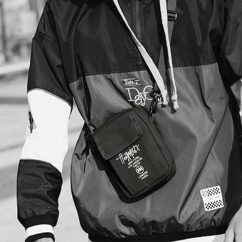 Street Wear Hip-Hop pequena bolsa mensageiro bolsa de ombro masculino juventude saco do telefone móvel Mini Harajuku rua