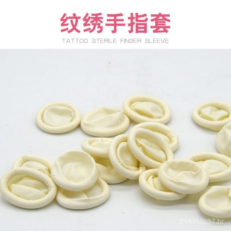 Dedeiras Descartáveis para Tatuagem, Dedeiras de Látex, Dedeiras para Coloração de Lábios e Sobrancelhas, Pacote com 250