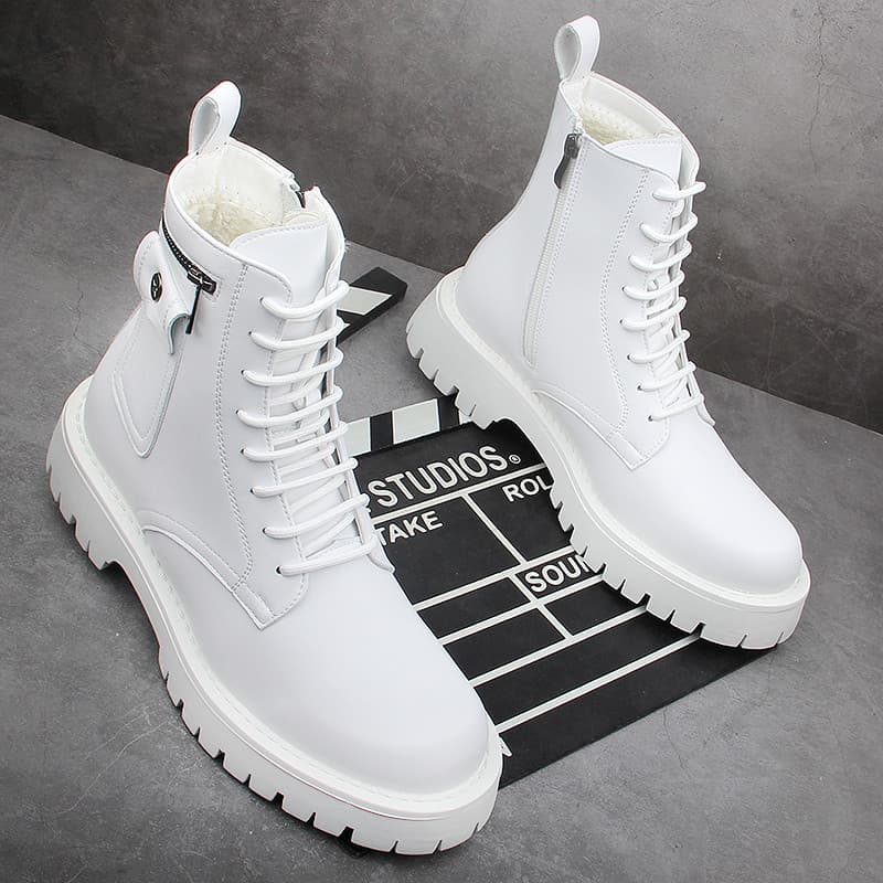Botas Martin brancas masculinas 2026 novo estilo verão sola grossa macacão de alta qualidade botas estilo britânico aume