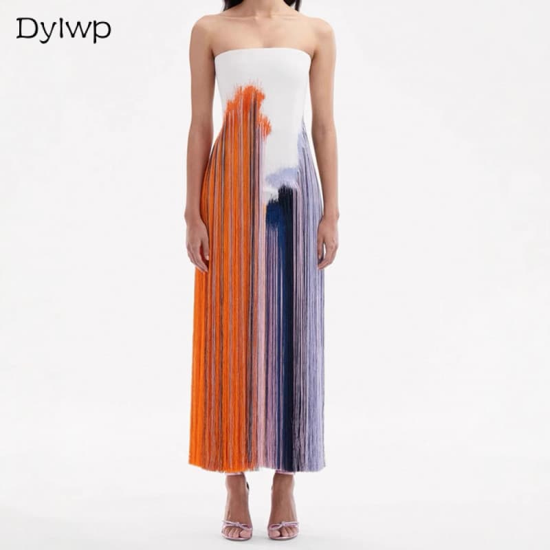 Vestido Longo Feminino De Férias De Verão Com Fenda Estampada Estilo Boho Para Praia