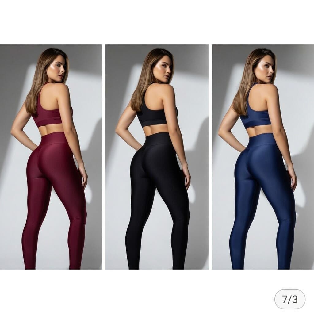 Calças Legging Fitness Suplex Liso Cintura Alta Modeladora