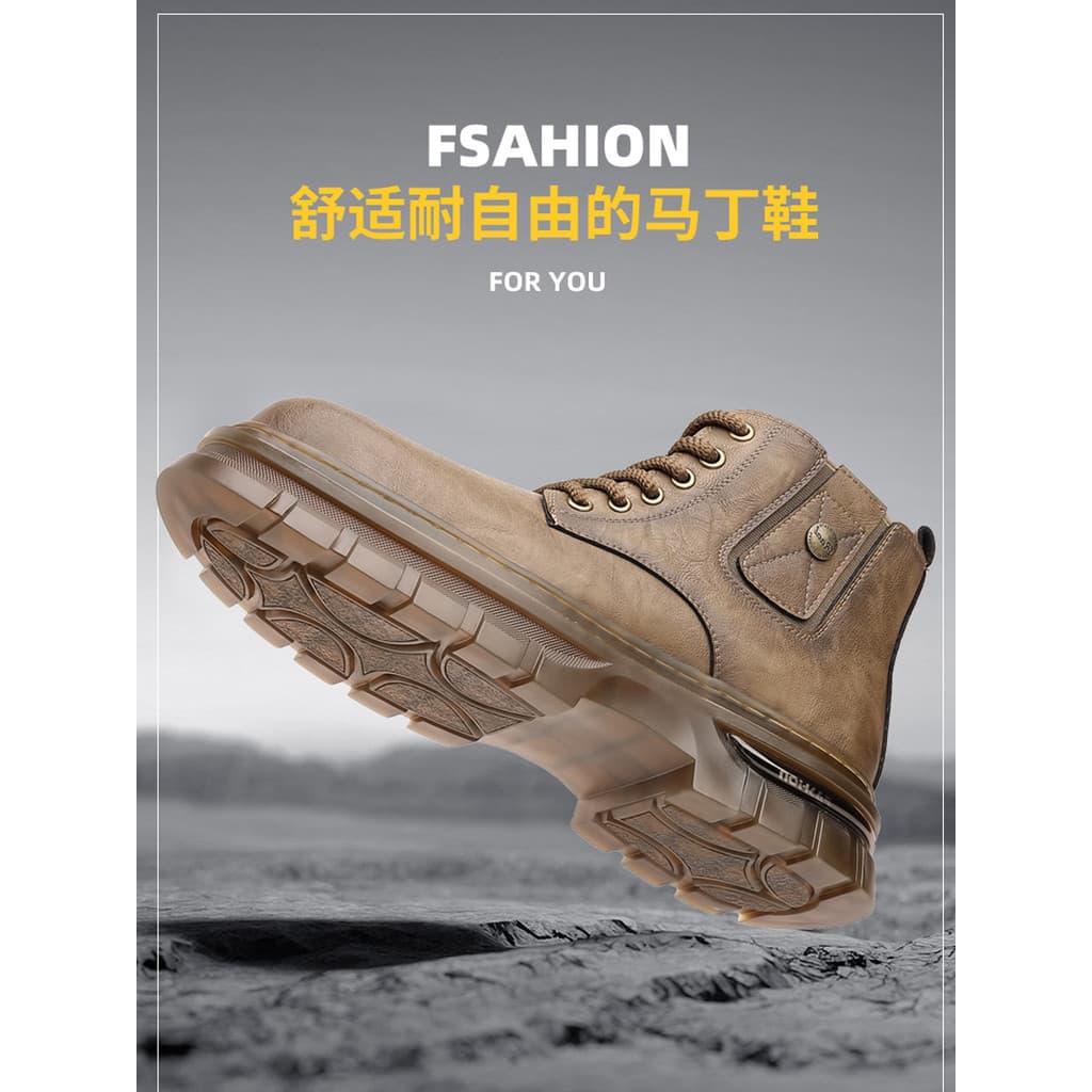Versão coreana sapatos de couro masculino de alta qualidade britânico All-Match Casual Retro inverno veludo botas gerais