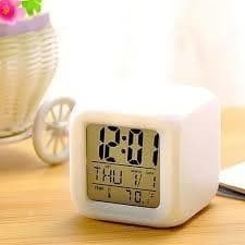 Mini Relógio Despertador Digital LED Mesa Alarme Data Temperatura Compacto