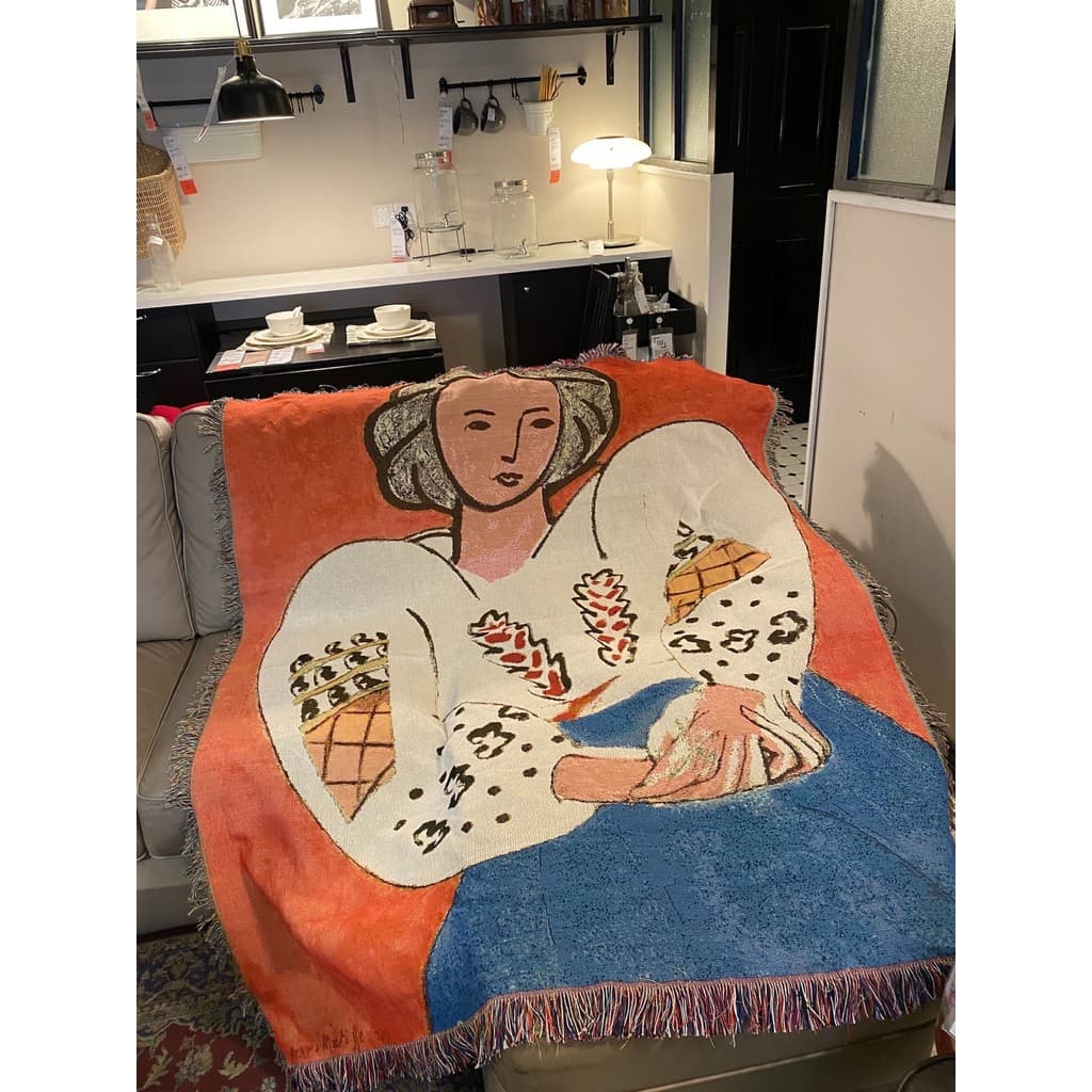 Camisola mulher estilo europeu Matisse pintura a óleo literária única algodão malha tapeçaria Casual cobertor decorativo