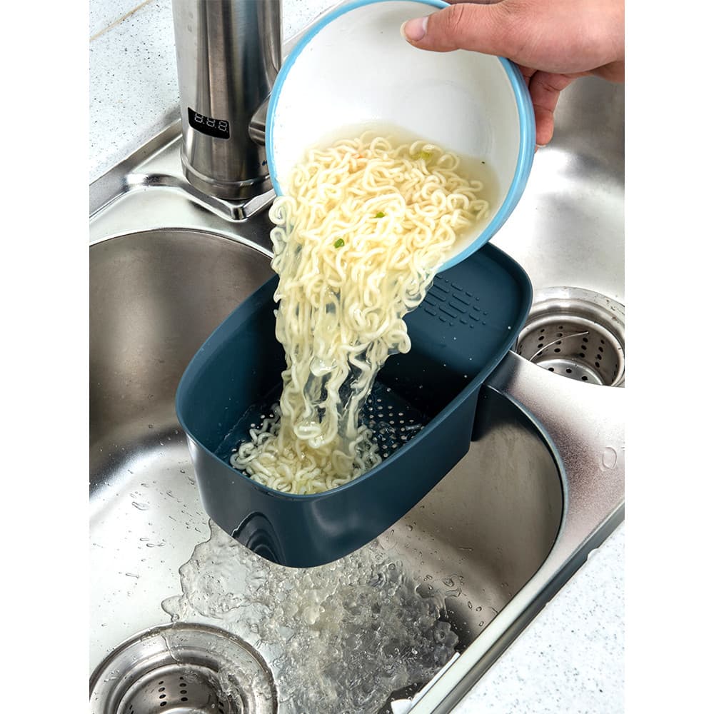 Cesta de drenagem de pia multifuncional cozinha vegetal lavatório dreno pendurado cesta pia do agregado familiar Rack de