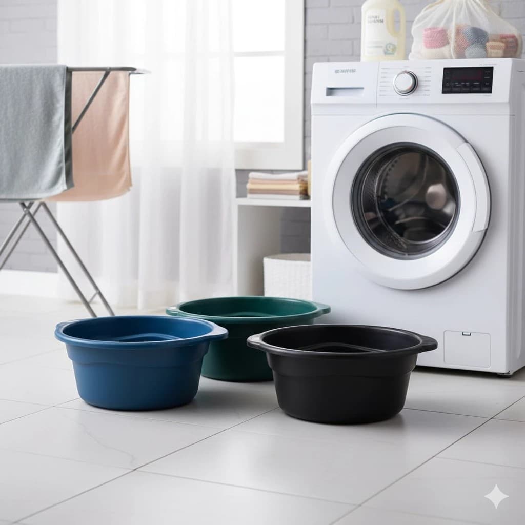 Bacia Plástica Redonda 25L 35L Tanque Lavagem Resistente Capacidade Multiuso Quintal Cozinha
