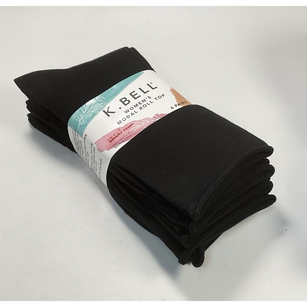 Kit 6 Pares Meias K.bell Modal Preta Preto Liso Un