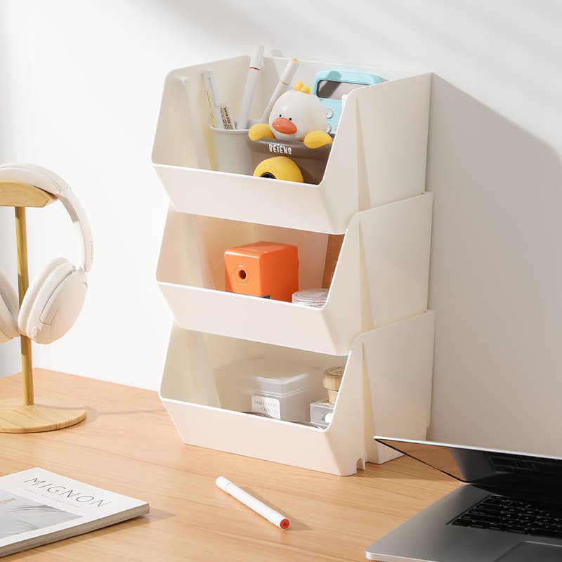 Montado na parede estilo japonês empilhável Multi-camada caixa de armazenamento Desktop diversos armazenamento organizad
