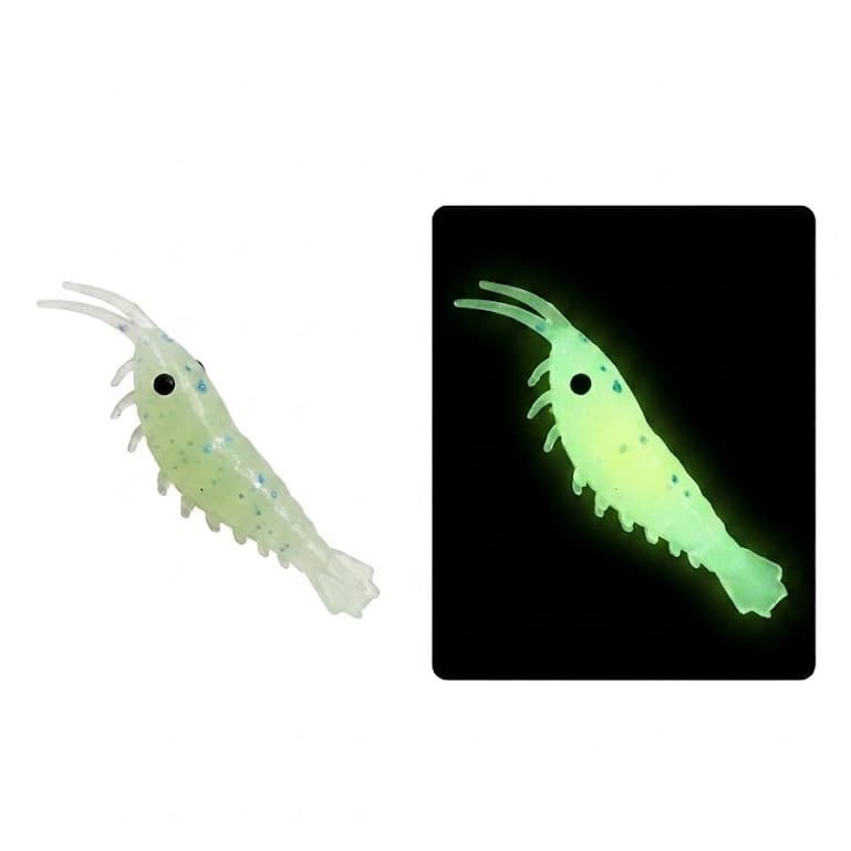 Kit 10 Iscas Camarão Artificial 3cm Glow Neon - Silicone Soft Para Tilápia, Robalo e Tucunaré