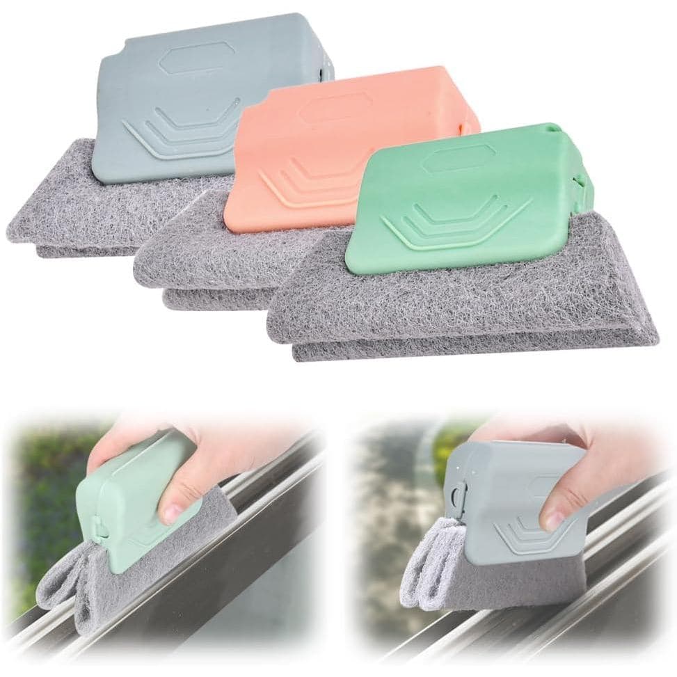 Limpador de Trilhos de Janela, Conjunto de 3 Peças de Escovas Mágicas para Limpeza de Janelas, Ferramentas de Limpeza de