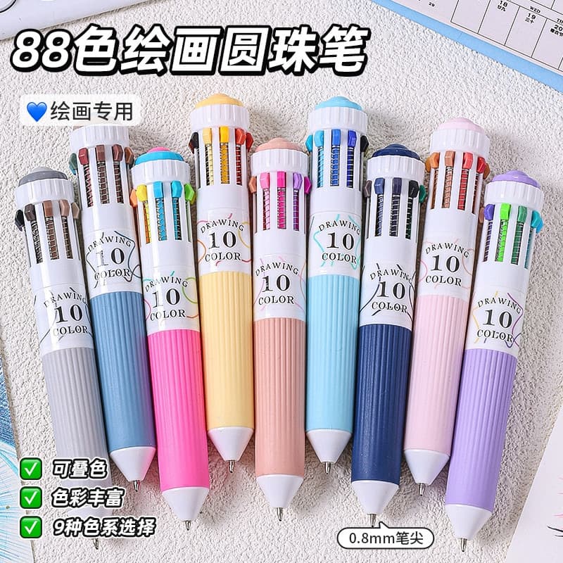 Caneta Esferográfica Languo 88 Cores 10 Em 1 Peça Multicolorida De Silicone Para Estudantes , Escola , Escritório , Pape