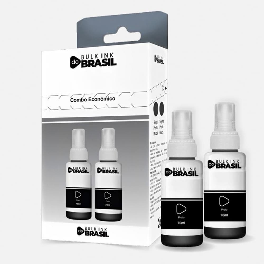 Kit 2 Refil Tinta Para Epson T664 L455 L495 L380 L1300 Preto