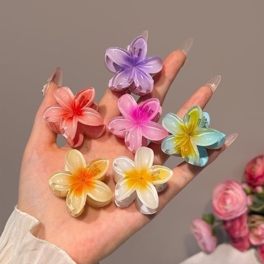 Kit 3/6/12 8cm Grampos piranhas De Cabelo Flor De Feriado De Praia Barrettes
