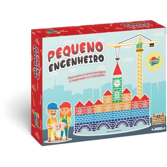 Brinquedo Pedagógico Madeira Pequeno Engenheiro 42 peças - Aquarela Brinquedos