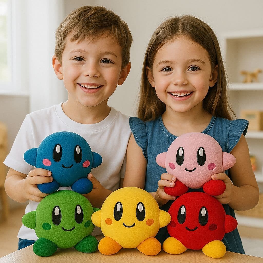 Kit 5 Pelúcias Kirby Coloridas 15cm Fofas Macias Brinquedo Colecionável Menino Menina Urso Pelucia
