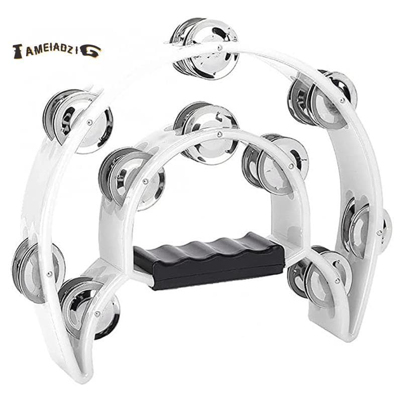 Meia Lua Pandeiro Instrumento Musical Tambor De Percussão E Guitarra Tocando (Branco)