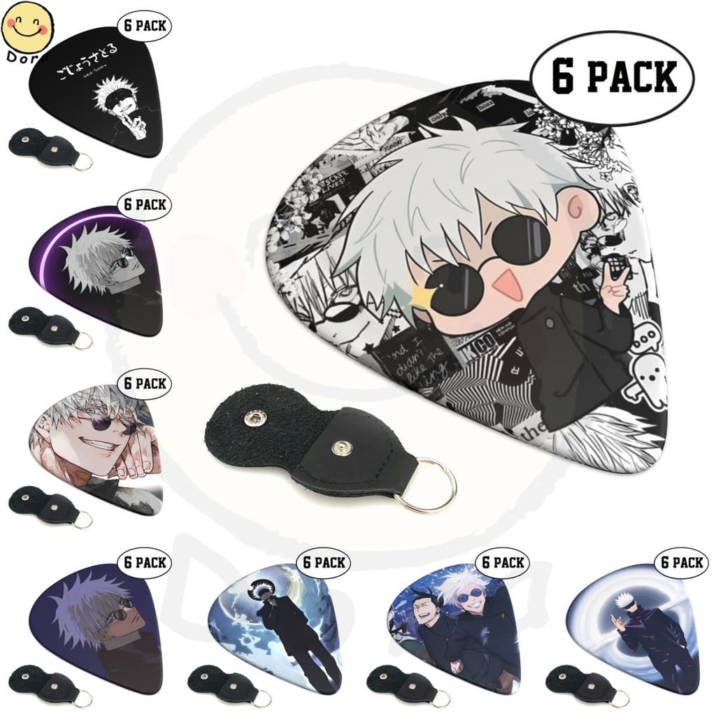 Jujutsu Kaisen Satoru Gojo Guitar Picks 6 Pack-0.71mm Palhetas De Guitarra Presente Exclusivo Para Baixo , Guitarras Elé