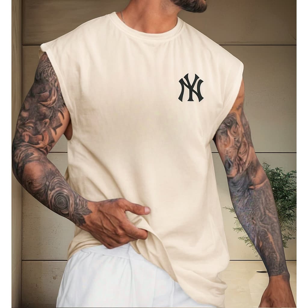 Regata Cavada Machão New Estampada Cores Ny Masculina Confortavel e Estilosa Streetwear 100% Algodão Envio Imediato