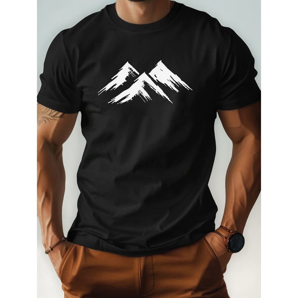 Camiseta Basica Casual Masculina Estampa Montanha Moda Estil