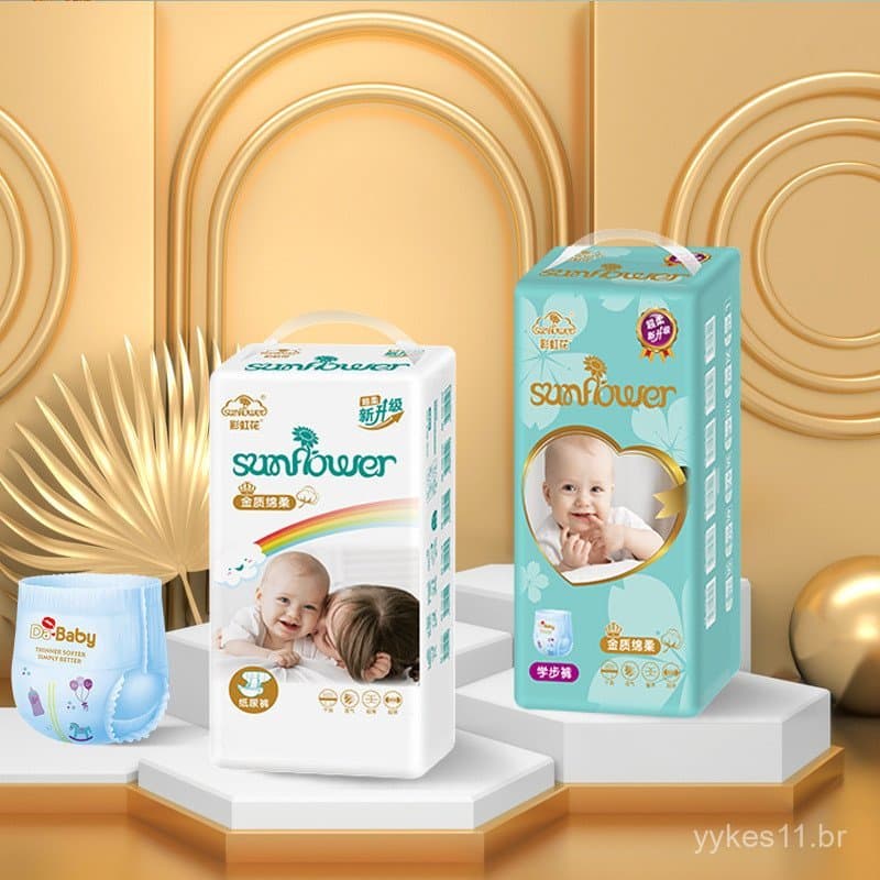Diretamente do fabricante, fraldas pull-up ultra macias Rainbow Flower Baby, ultra finas e respiráveis, tamanhos XL e XX