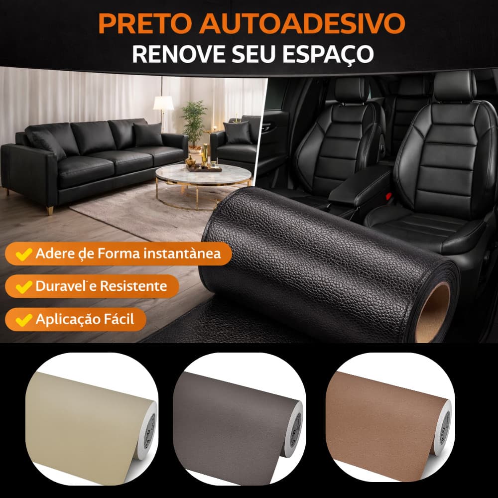 Couro Auto Adesivo para Reparo e Revestimento para Sofá - Bolsa - cadeira - moveis 61 X 33CM